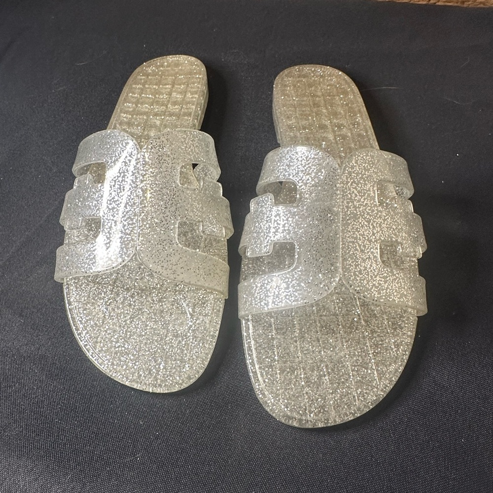 Sam Edelman Glittery Silver Slide Sandals